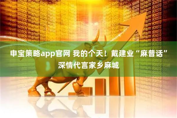 申宝策略app官网 我的个天!戴建业“麻普话”深情代言家乡麻城