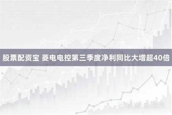 股票配资宝 菱电电控第三季度净利同比大增超40倍